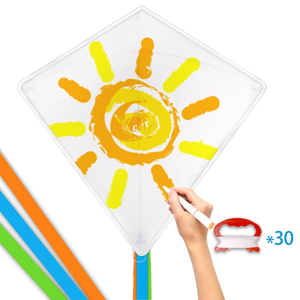 Kangyue Mint's Colorful Life White Diamond Kite Kits to Decorate (30 Pack )