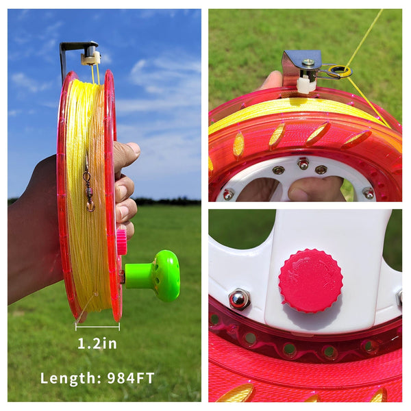 Kangyue Simxkai 8in Kite Reel Winder 1000ft Line Easy to Grip for Kids & Adults-Pink