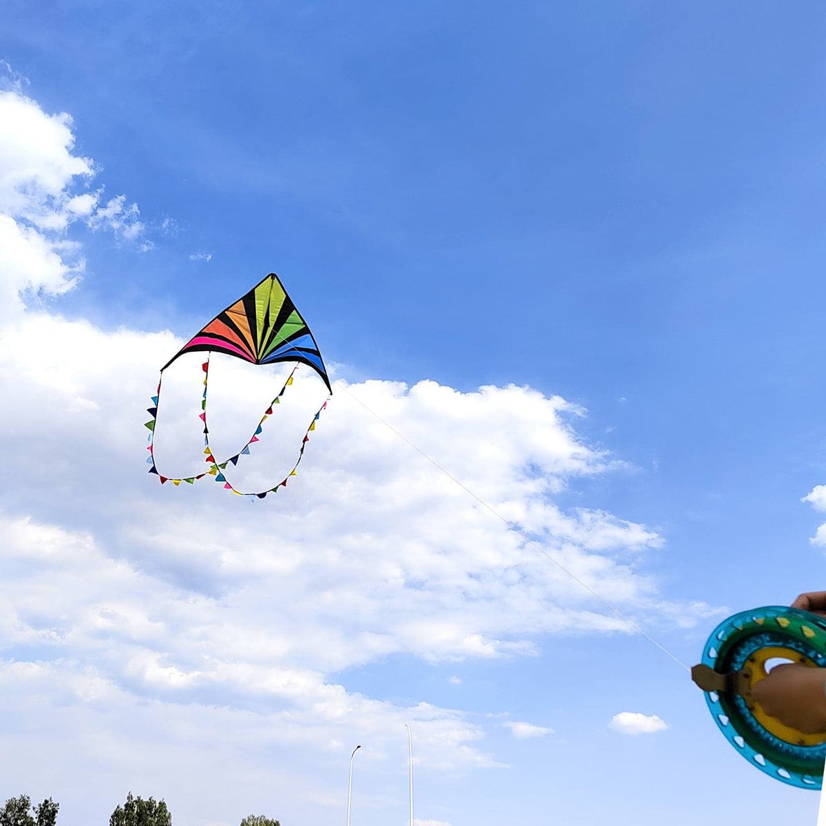 Simxkai Large Rainbow Delta Kite for Kids & Adults Easy to Fly