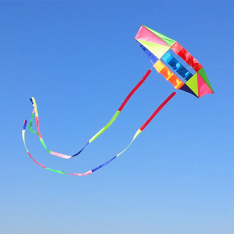 Mint's Colorful Life 3D Rainbow Box Beach Kites for Adults, Large with Long Tail and Solid Cloth