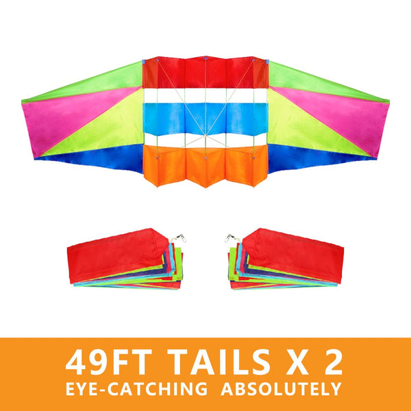 Mint's Colorful Life 3D Rainbow Box Beach Kites for Adults, Large with Long Tail and Solid Cloth