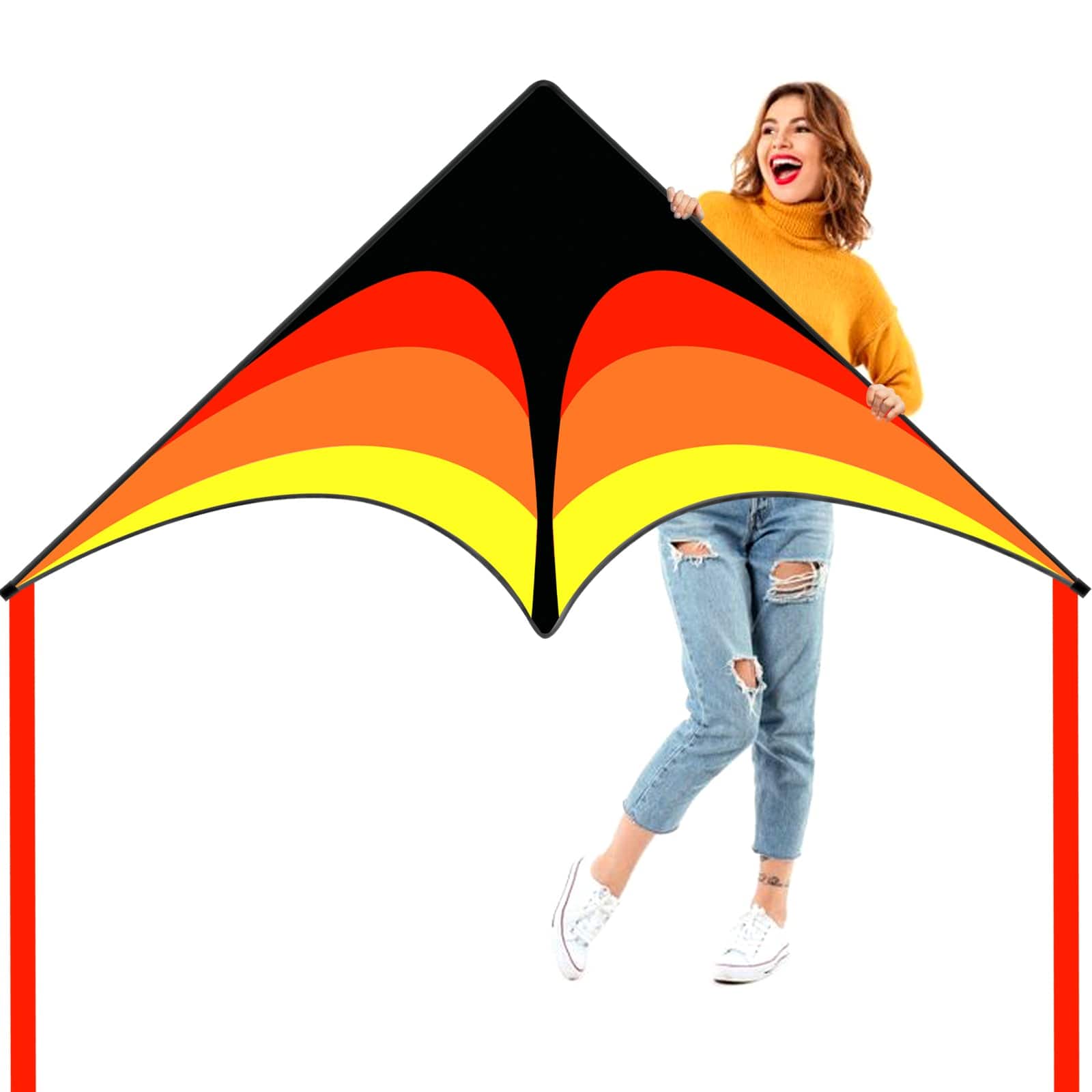 Kaiciuss Delta Kite for Kids & Adults Easy to Fly-Orange