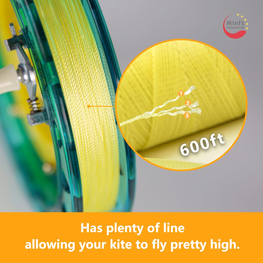 Mint's Colorful Life Kite Line Reel Winder 7inches Dia with 600 Feet String (60 lbs) for Kids/Teens, Blue