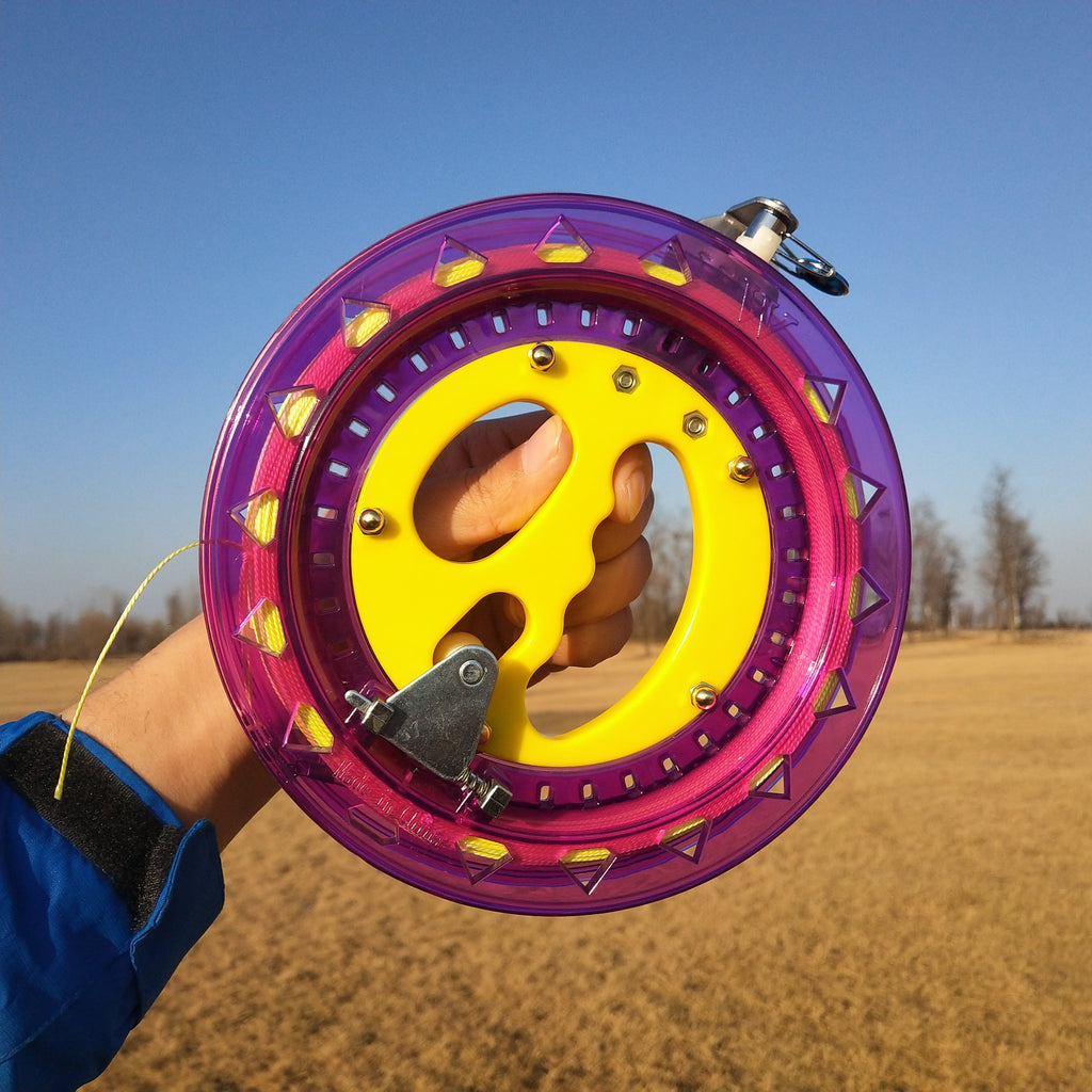 Mint's Colorful Life Kite Line Reel Winder 7inches Dia with 600 Feet String (60 lbs) for Kids/Teens, Purple