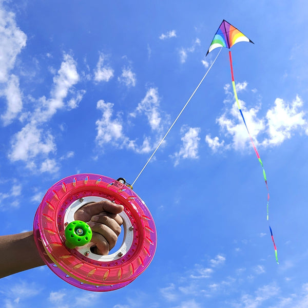 Kangyue Simxkai 8in Kite Reel Winder 1000ft Line Easy to Grip for Kids & Adults-Pink