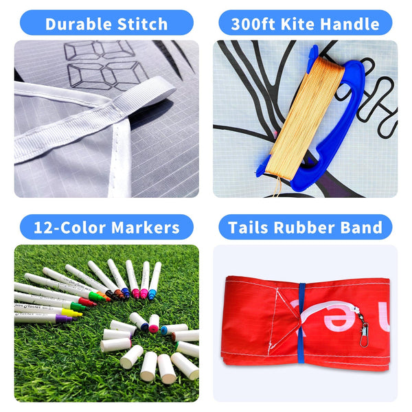 Kangyue Simxkai DIY Football Kite for Kids, Coloring Your Own Kite, Decorating Kite with 12 Markers, Large Beach Kite for Adults Easy to Fly Kite for Boys & Girls 50132665332