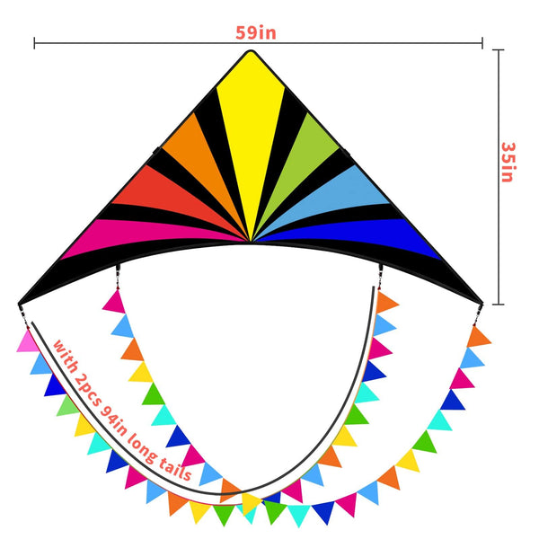 Kangyue Simxkai Large Rainbow Delta Kite for Kids & Adults Easy to Fly 50132665363